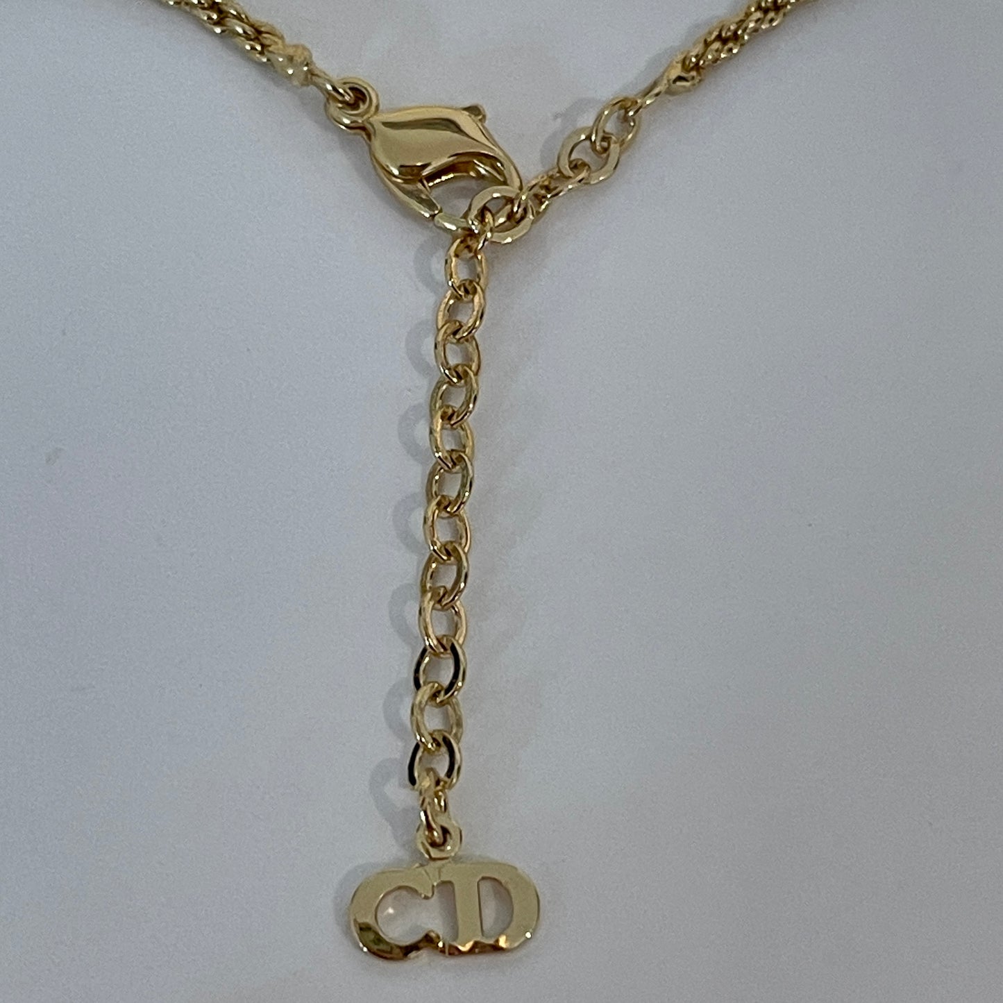 1980s Dior Faux Pearl Diamanté Gold Plated Leaf Pendant Necklace