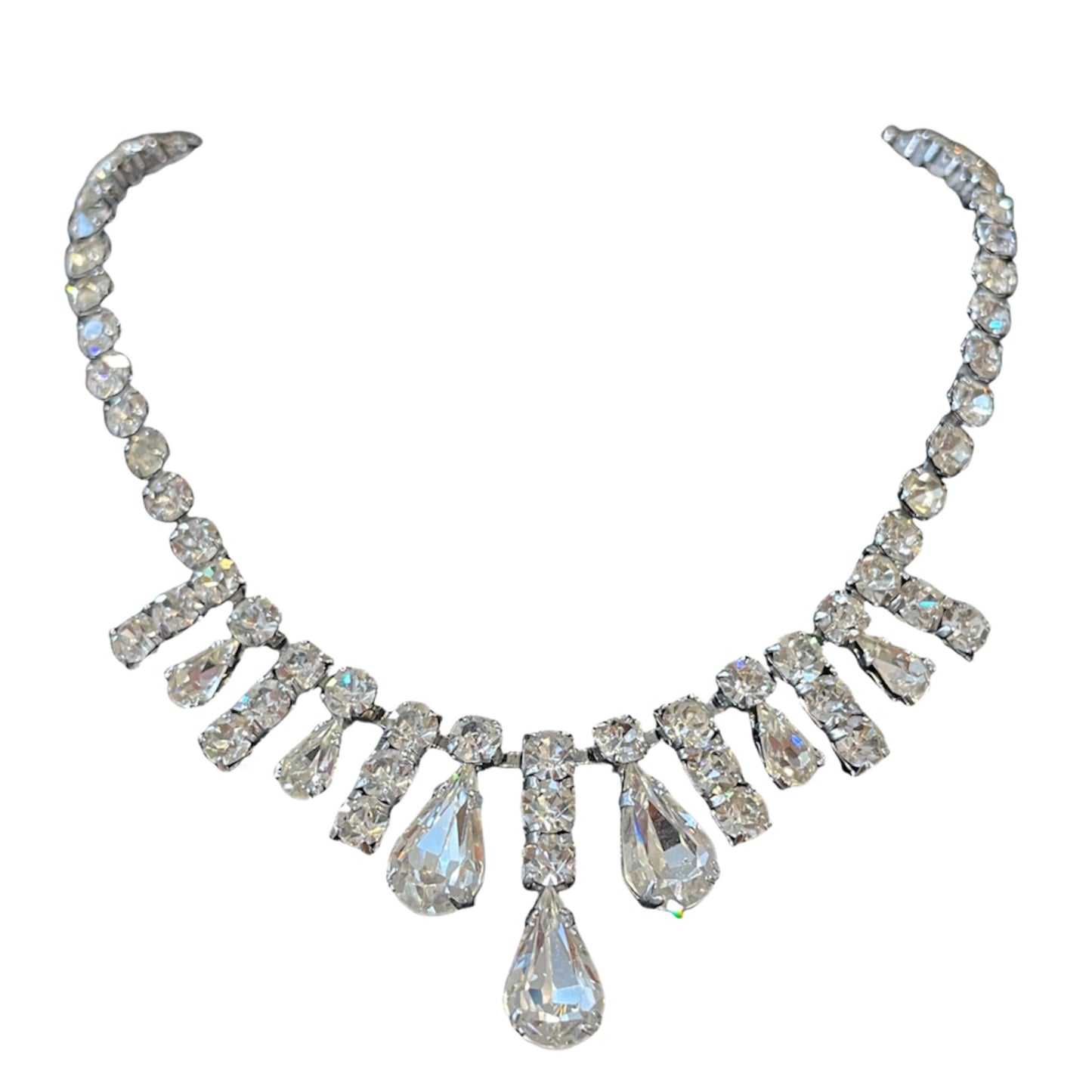 1980s Sparkly Silver Bling Necklace