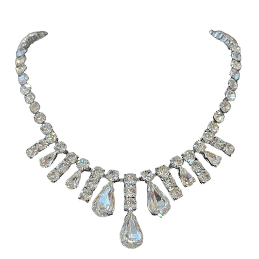 1980s Sparkly Silver Bling Necklace