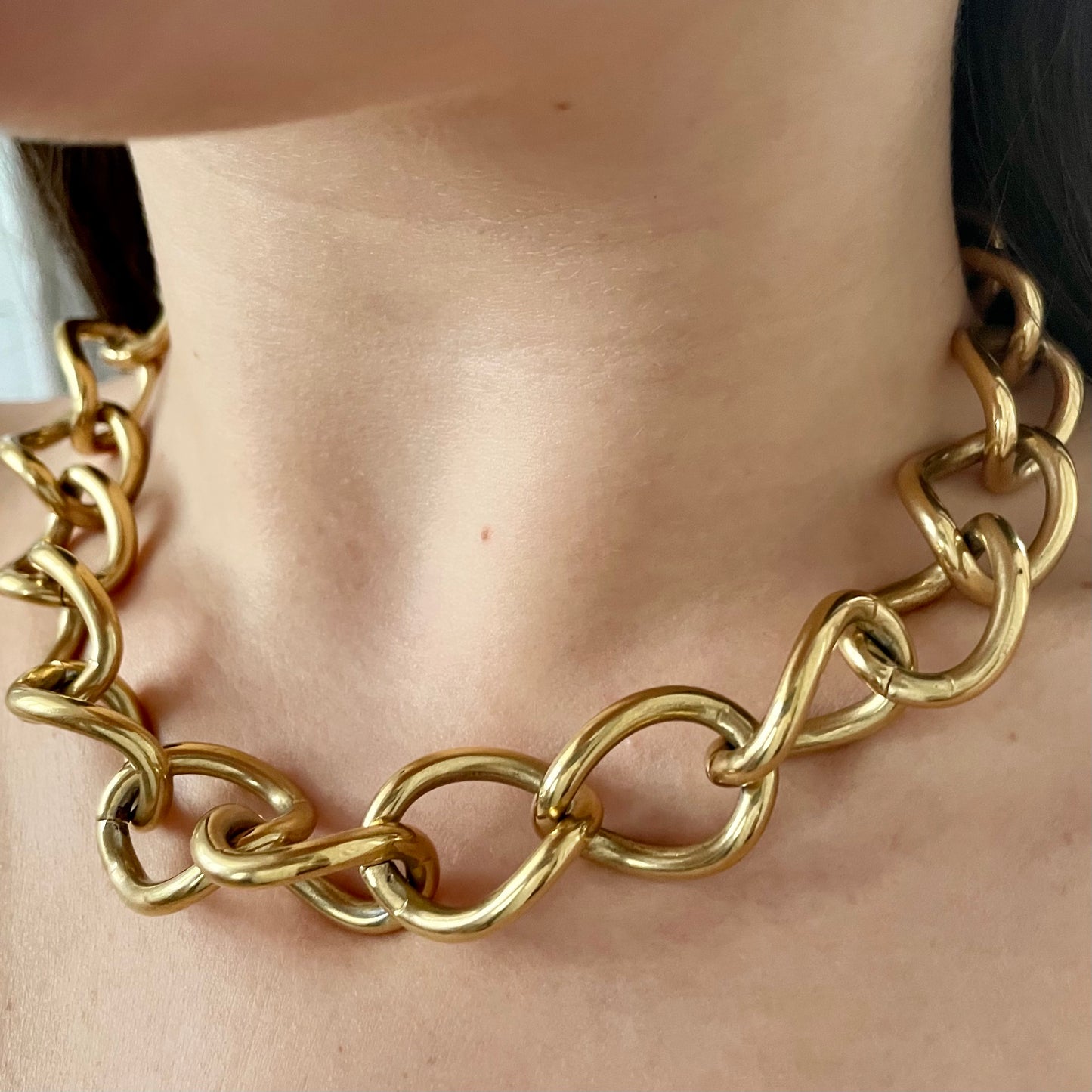 1980s Monet Gold Plated Chunky Chain Necklace