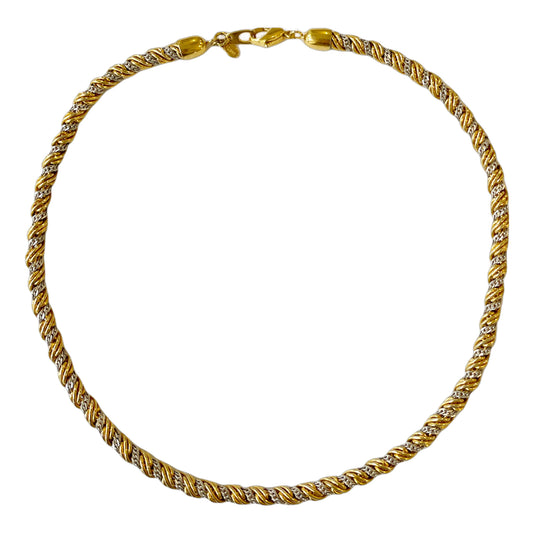 1980s Monet Gold And Silver Plated Rope Necklace