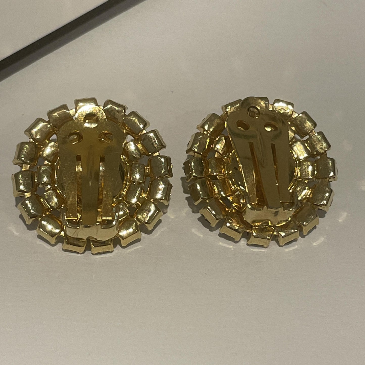 1980s Sparkly Royal Blue Diamanté Clip On Earrings