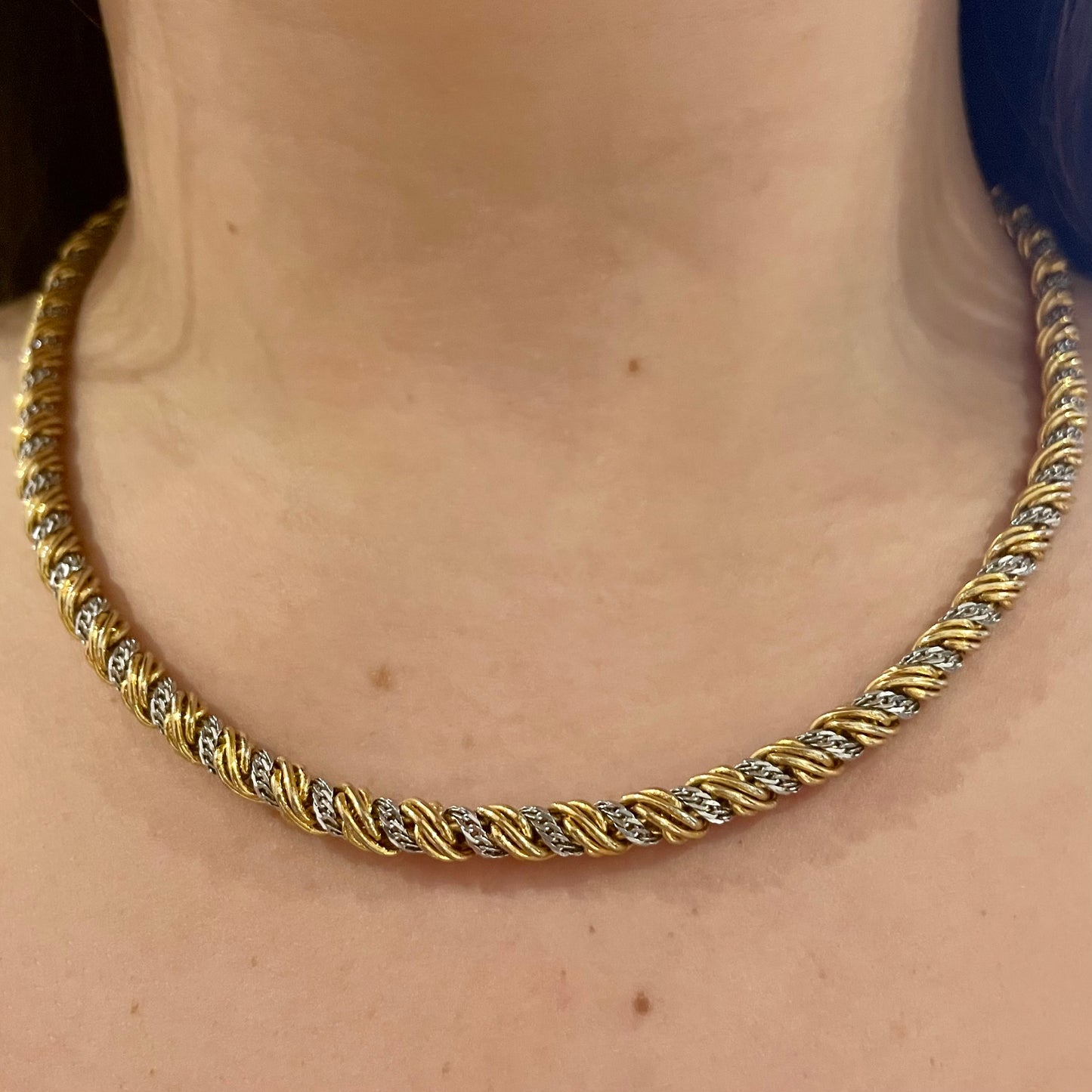 1980s Monet Gold And Silver Plated Rope Necklace