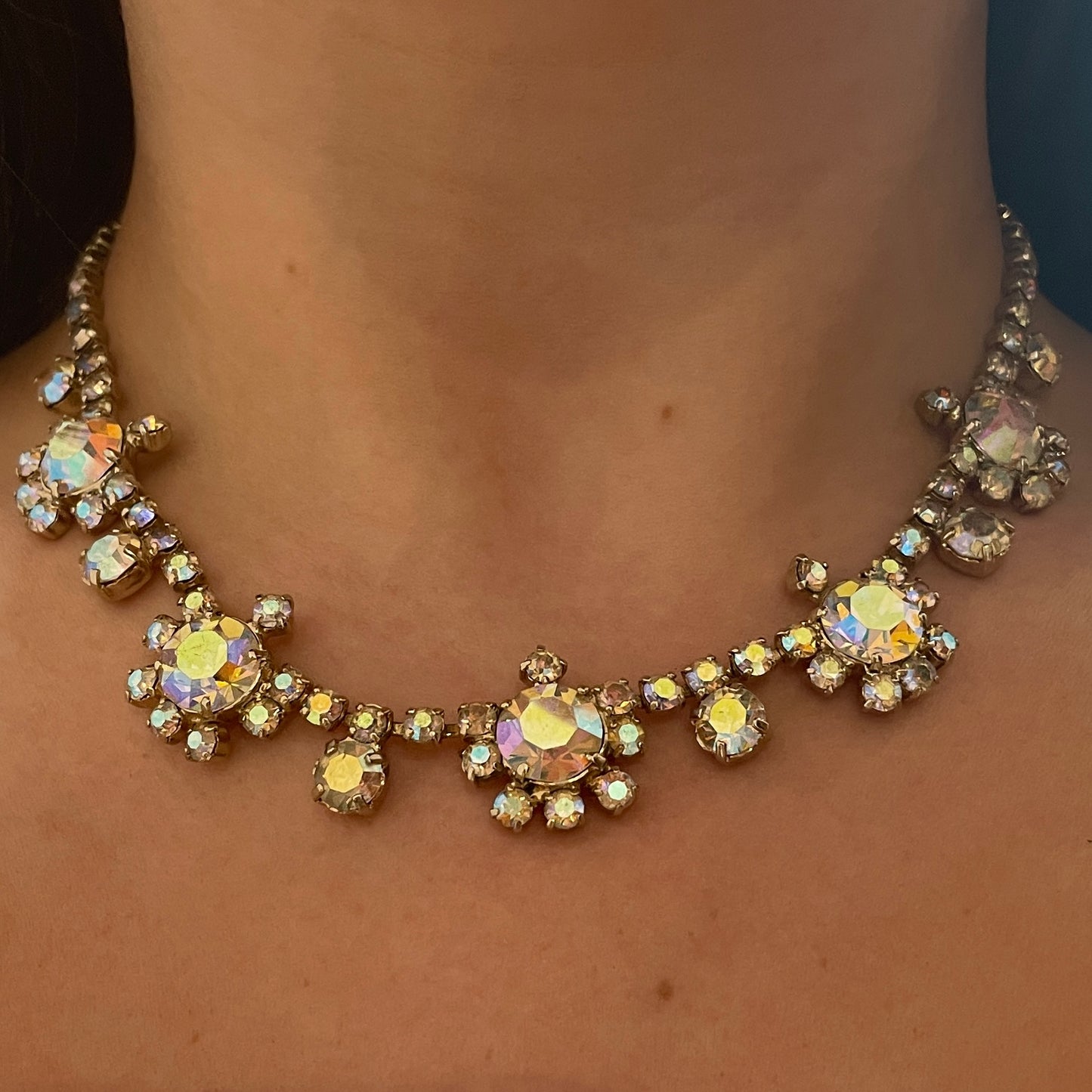 1960s Aurora Borealis Rhinestone Statement Necklace