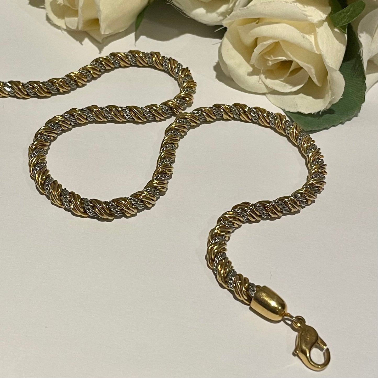 1980s Monet Gold And Silver Plated Rope Necklace