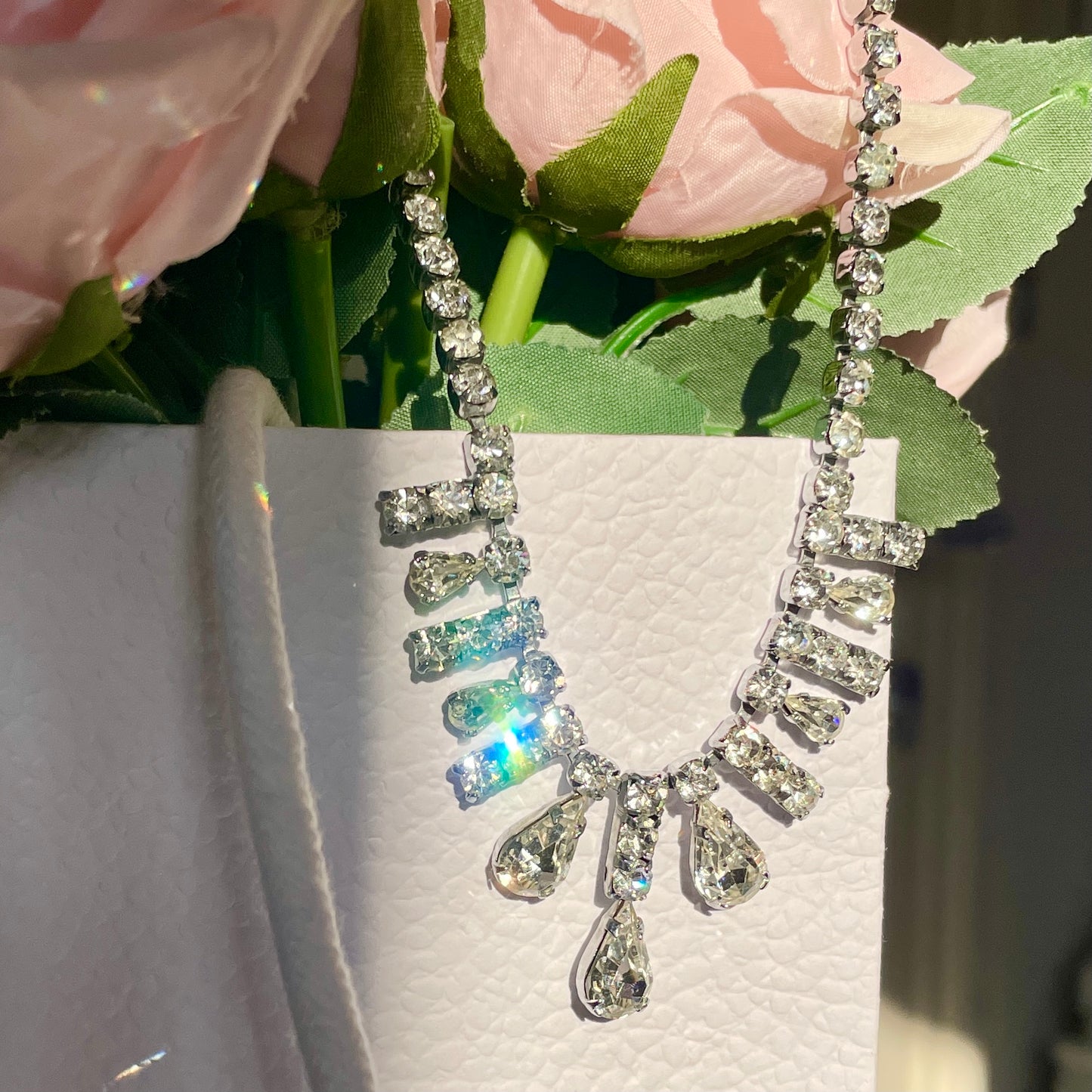 1980s Sparkly Silver Bling Necklace