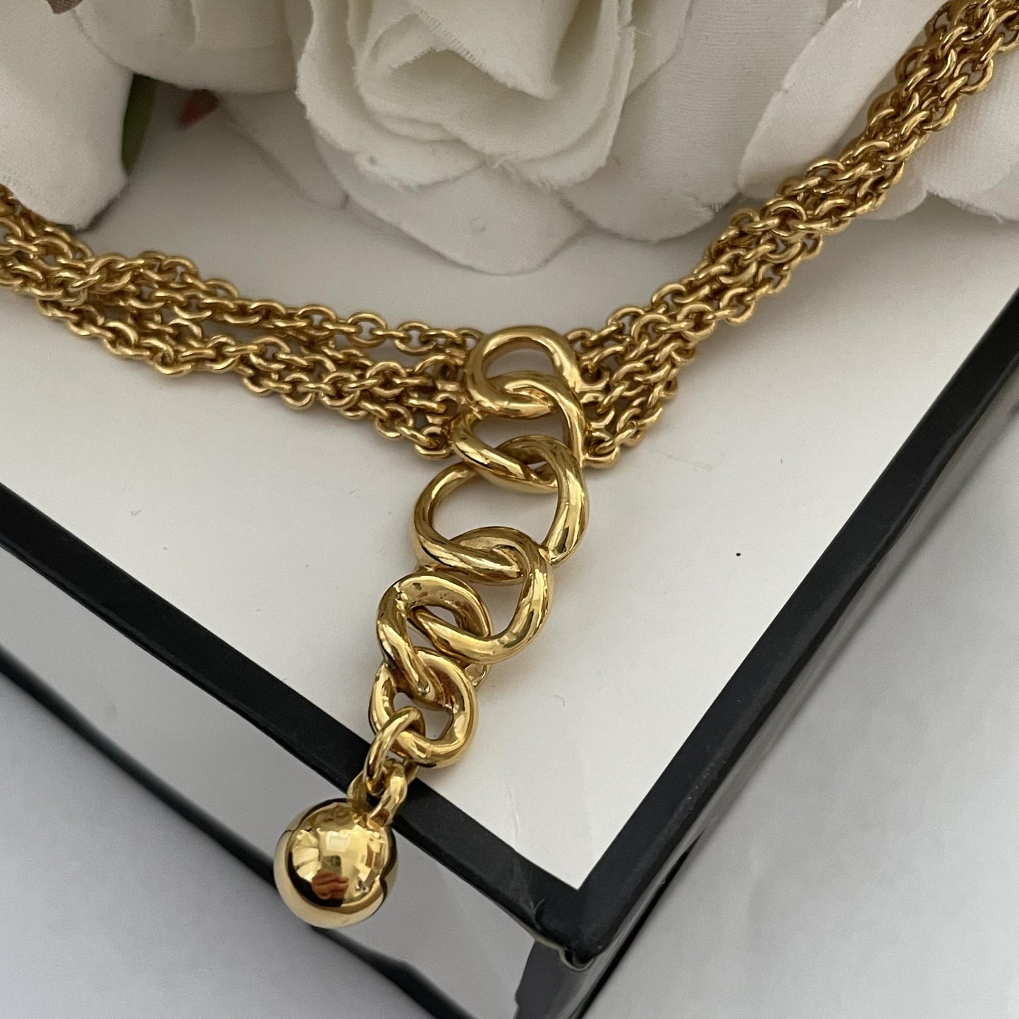 1980s Monet Dangly Pendant Gold Plated Collar Necklace