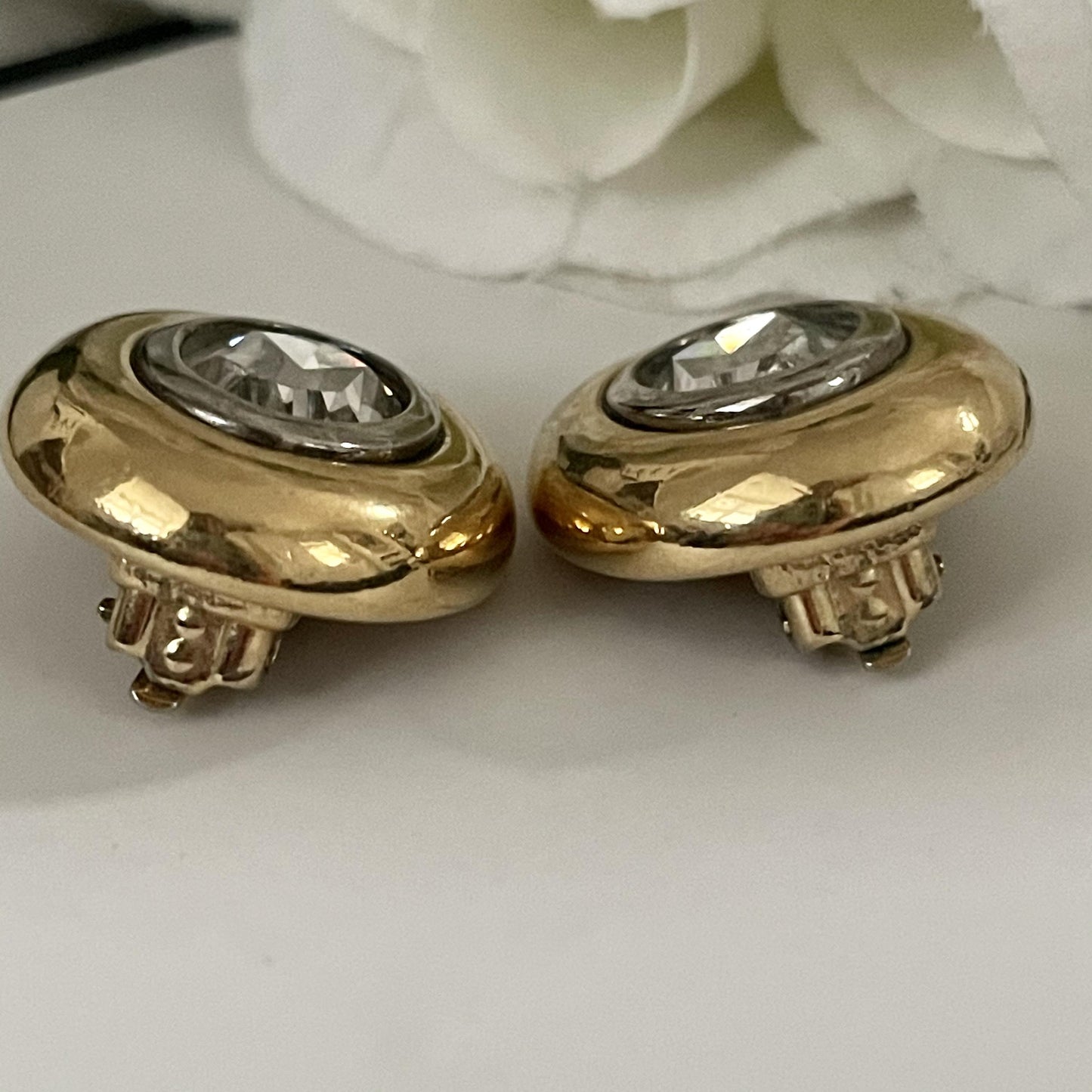1980s YSL Gold Plated Sparkly Clip On Earrings