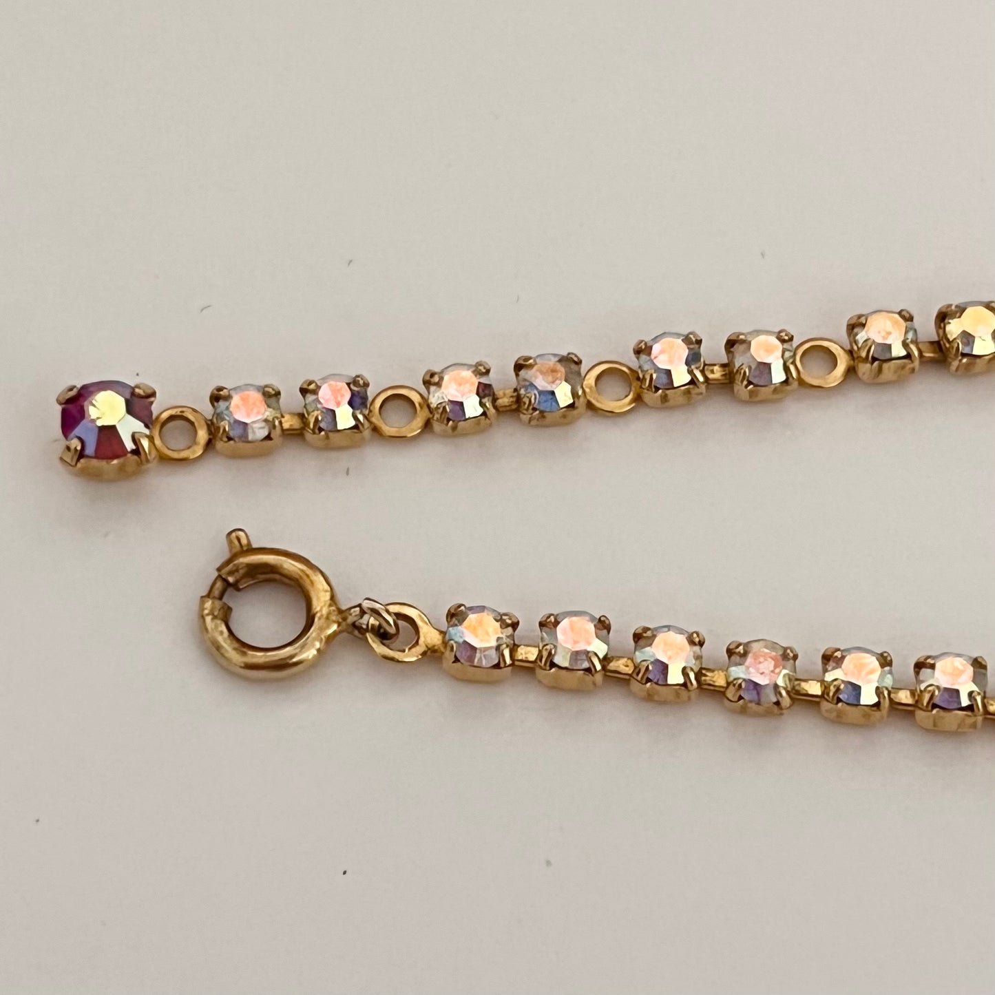 1950s Aurora Borealis Gold Plated Statement Necklace