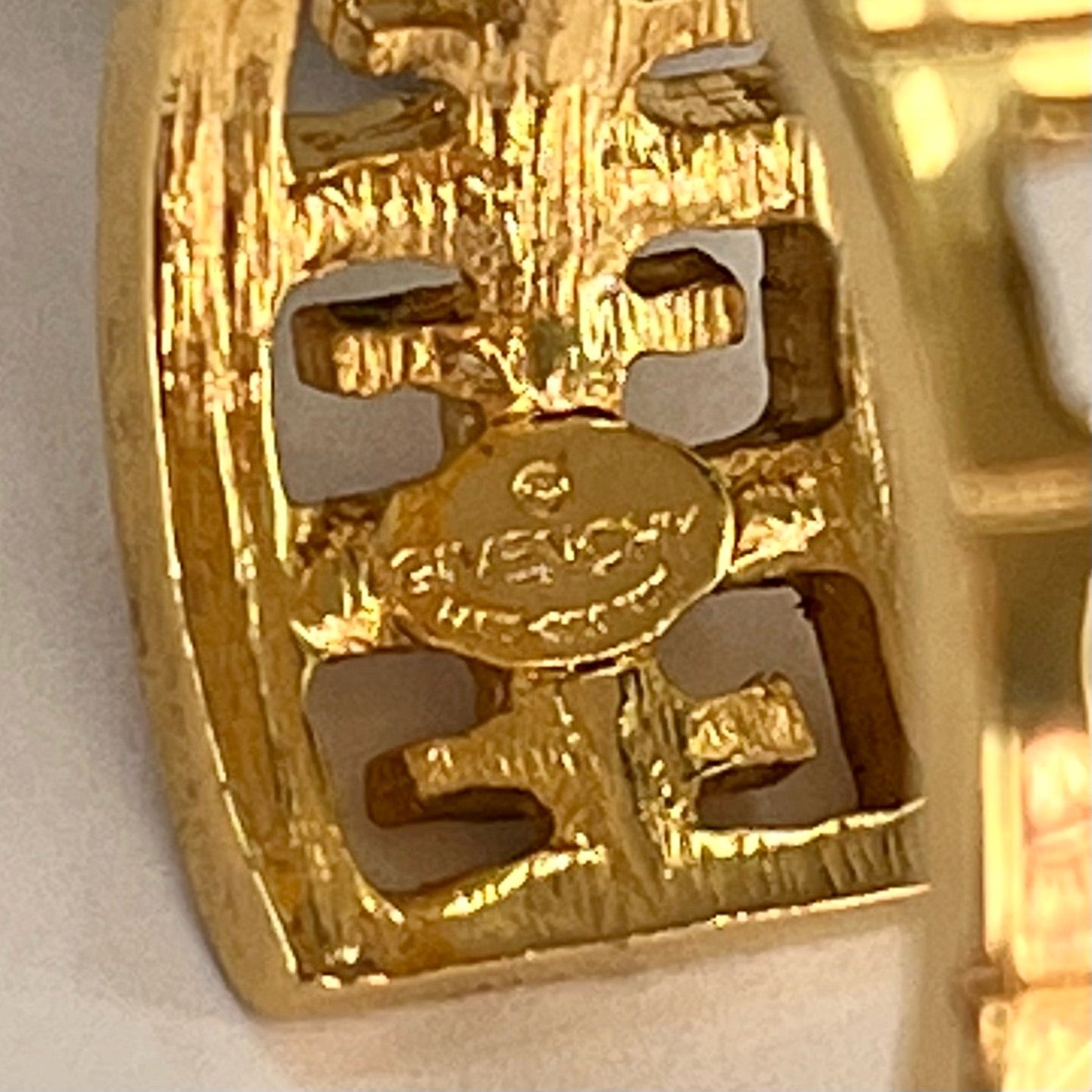 1980s Givenchy Monogram Logo Chunky Hoop Gold Plated Earrings