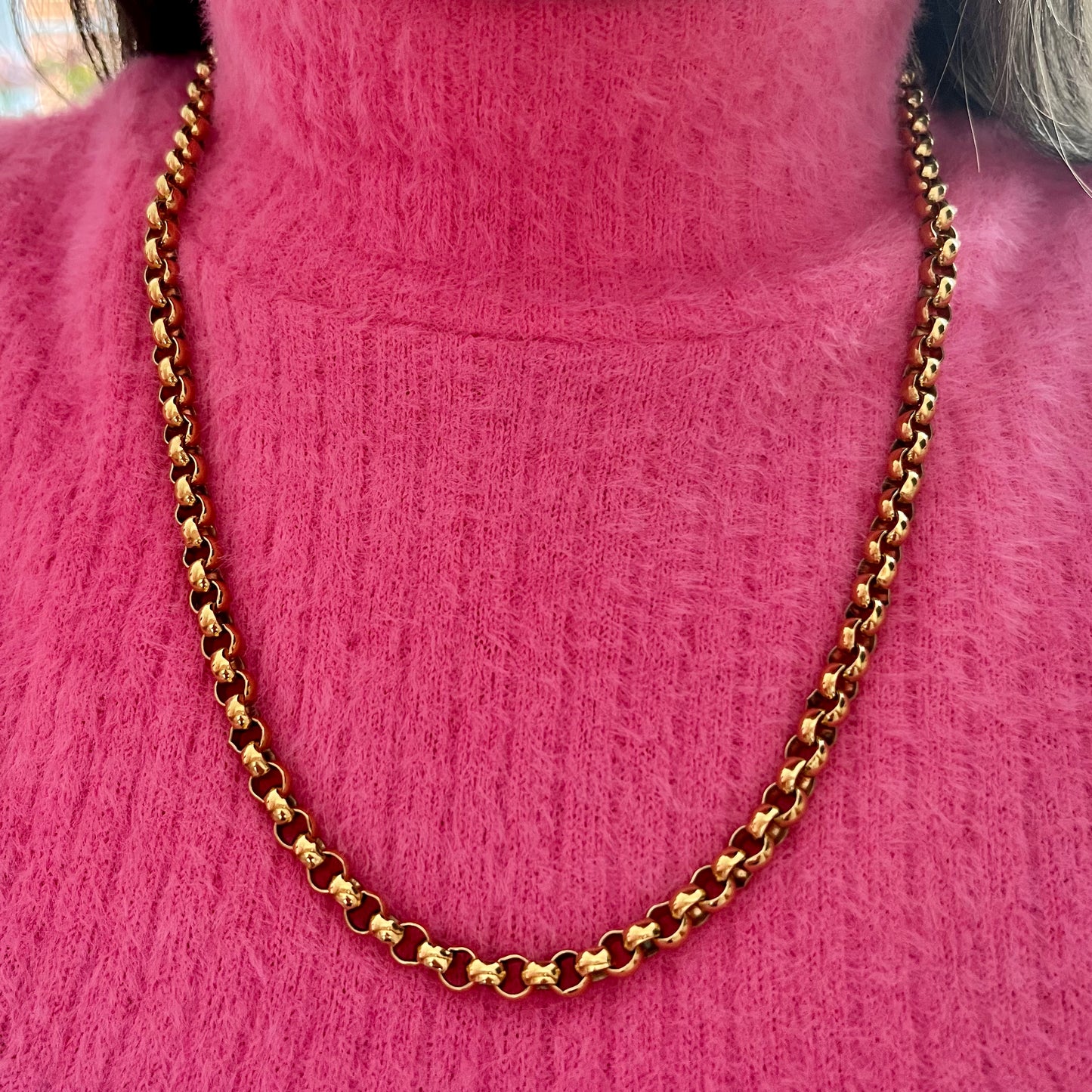 1980s Monet Gold Plated Thick Rolo Chain Necklace