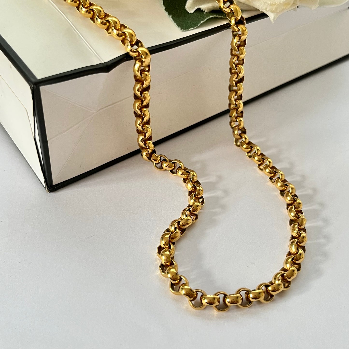 1980s Monet Gold Plated Thick Rolo Chain Necklace