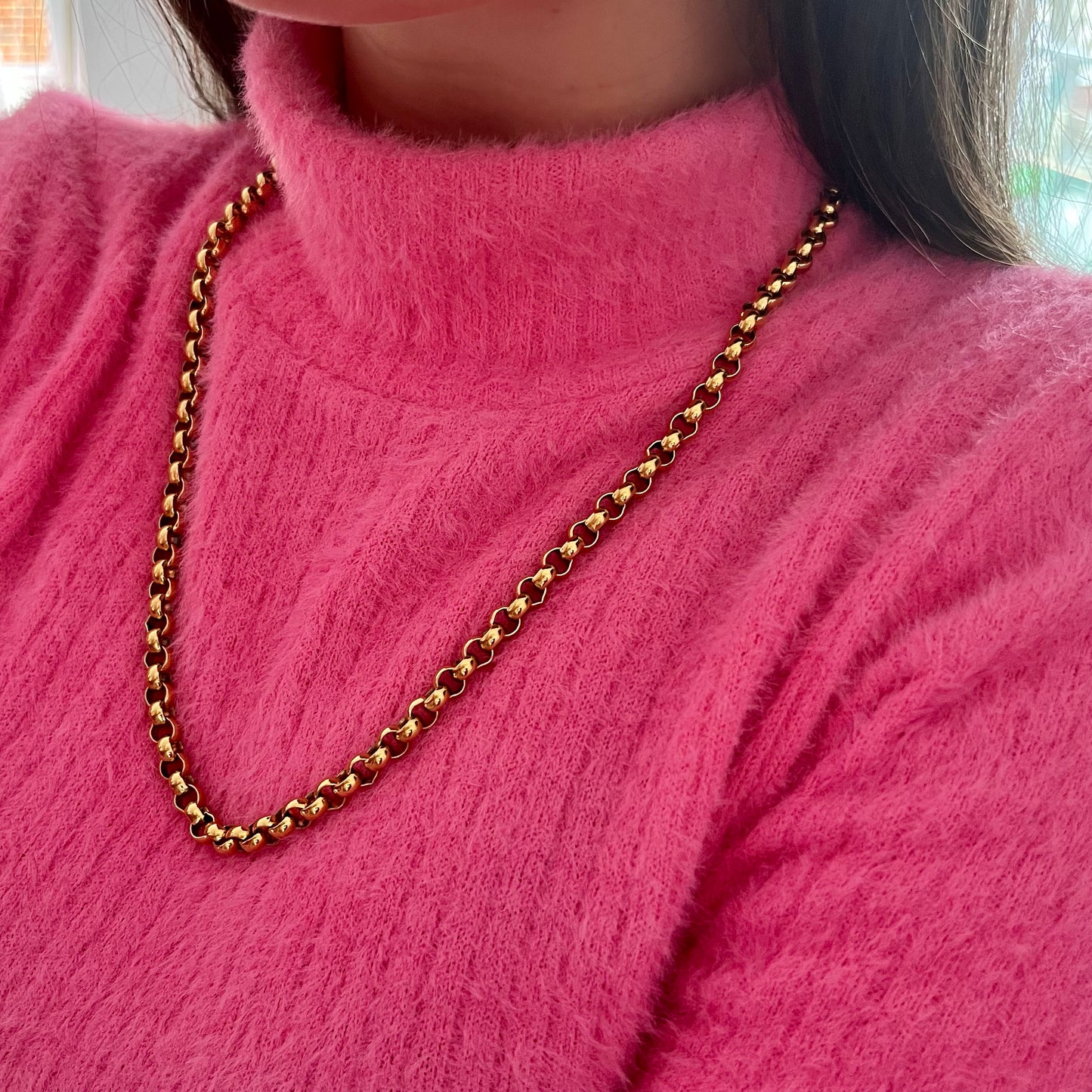 1980s Monet Gold Plated Thick Rolo Chain Necklace