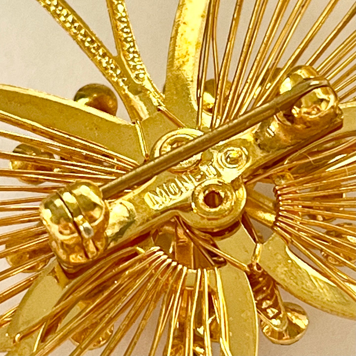1980s Monet Gold Plated Sparkly Diamanté Butterfly Brooch