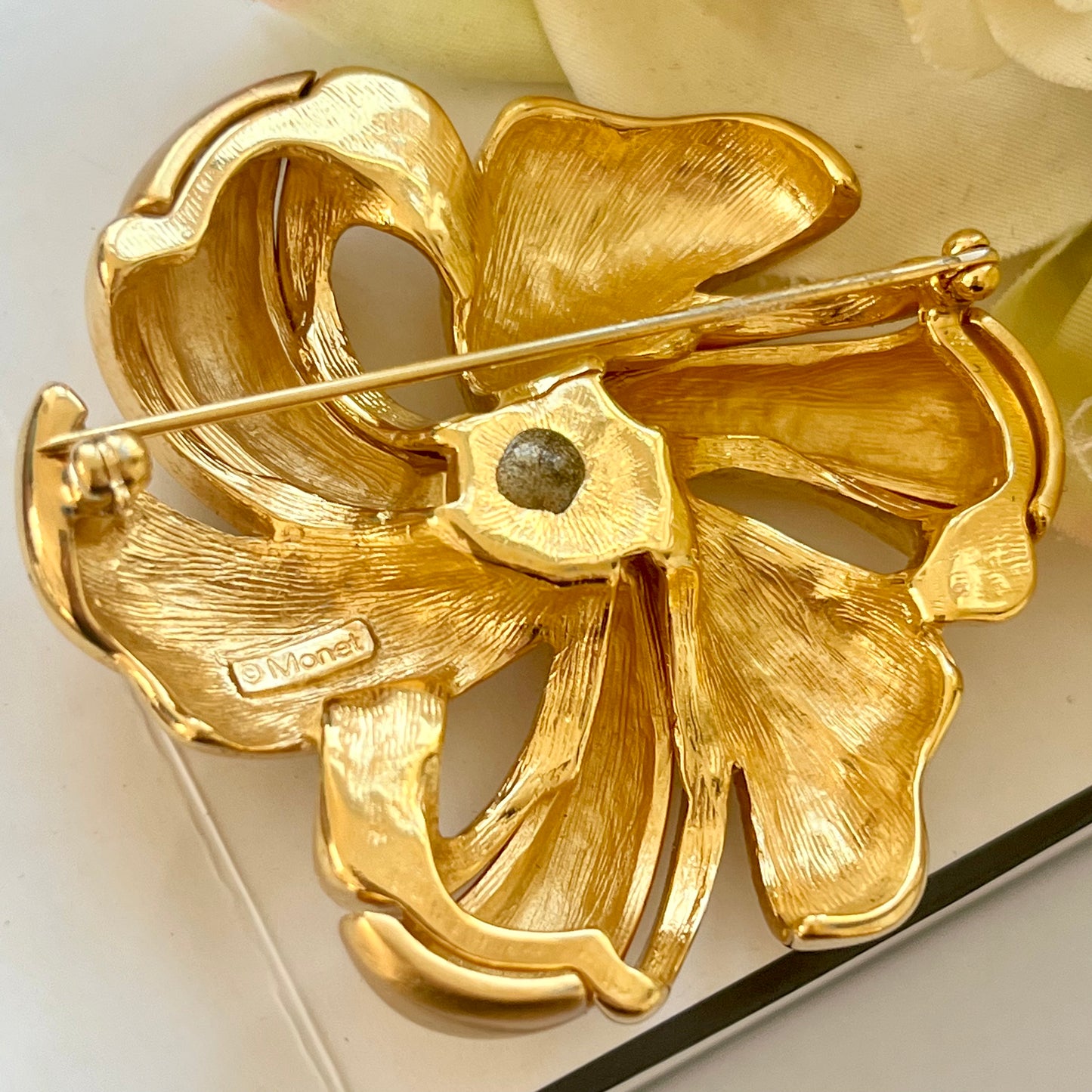 1960s Monet Brushed Gold Plated Swirl Brooch