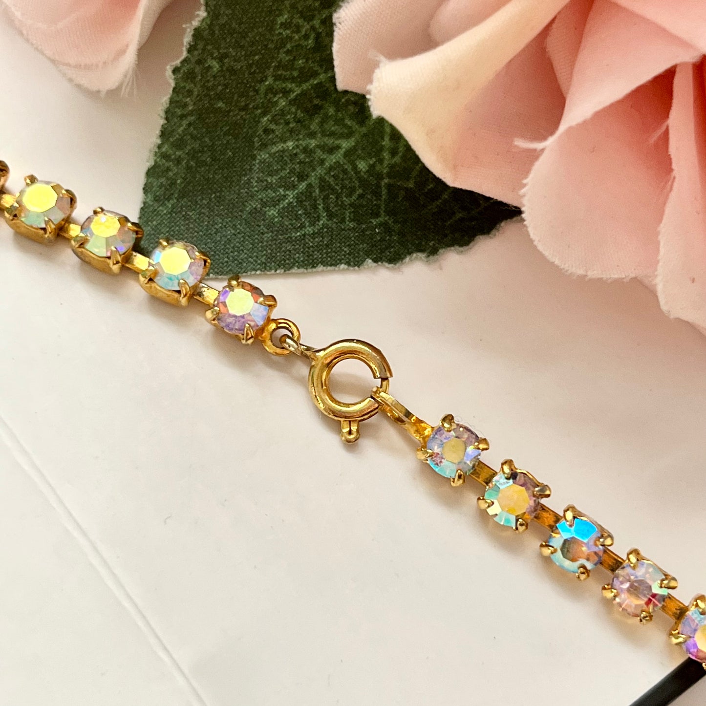 1950s Aurora Borealis Gold Plated Statement Necklace