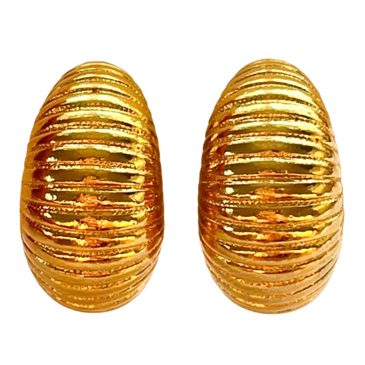 1980s Monet Gold Plated Statement Clip On Earrings