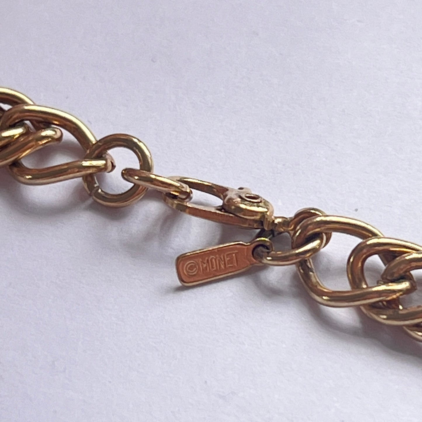 1980s Monet Gold Plated Long Curb Chain Necklace