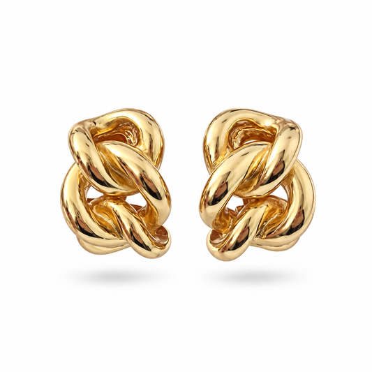 1980s Grossé Interlocking Links Gold Plated Clip On Earrings