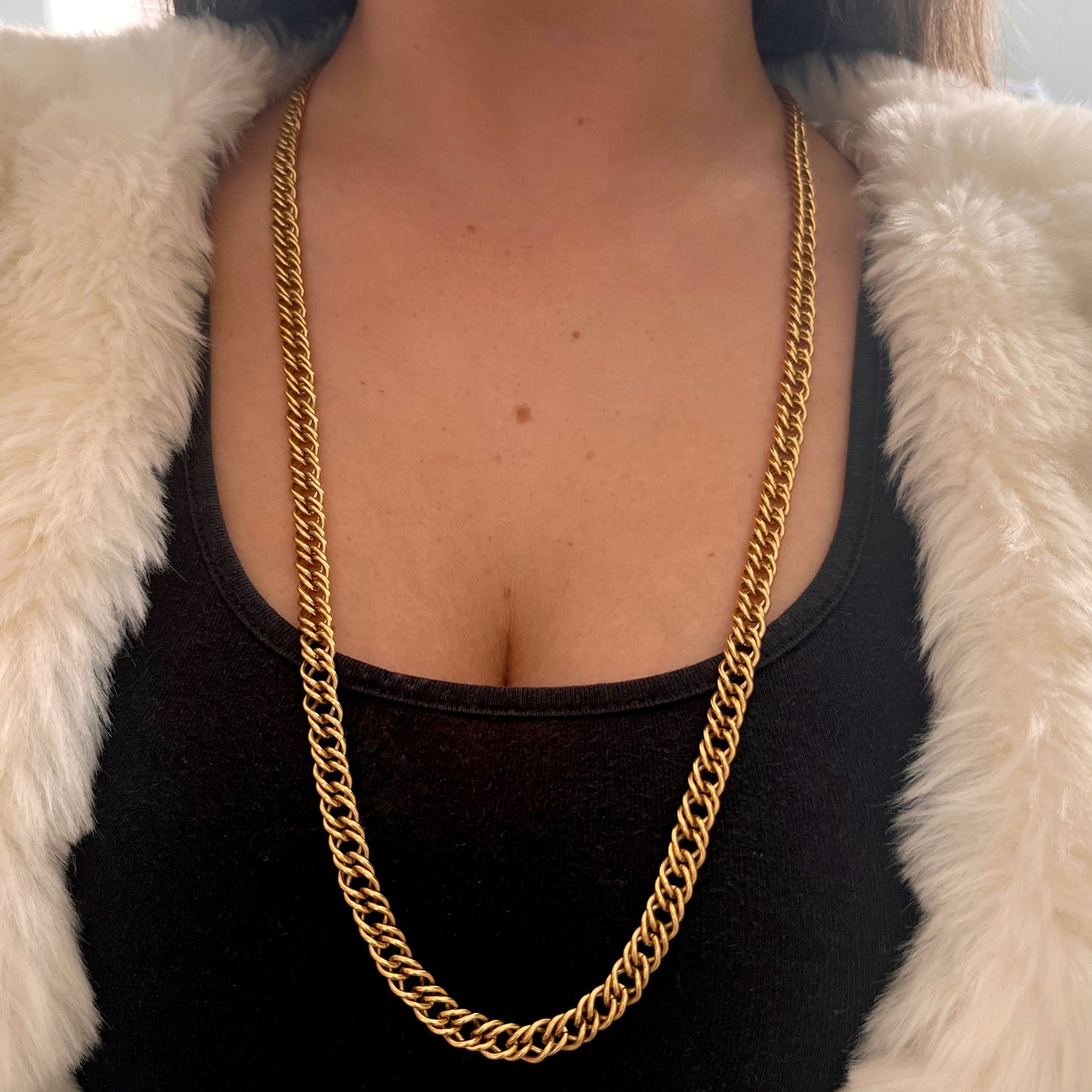 1980s Monet Gold Plated Long Curb Chain Necklace