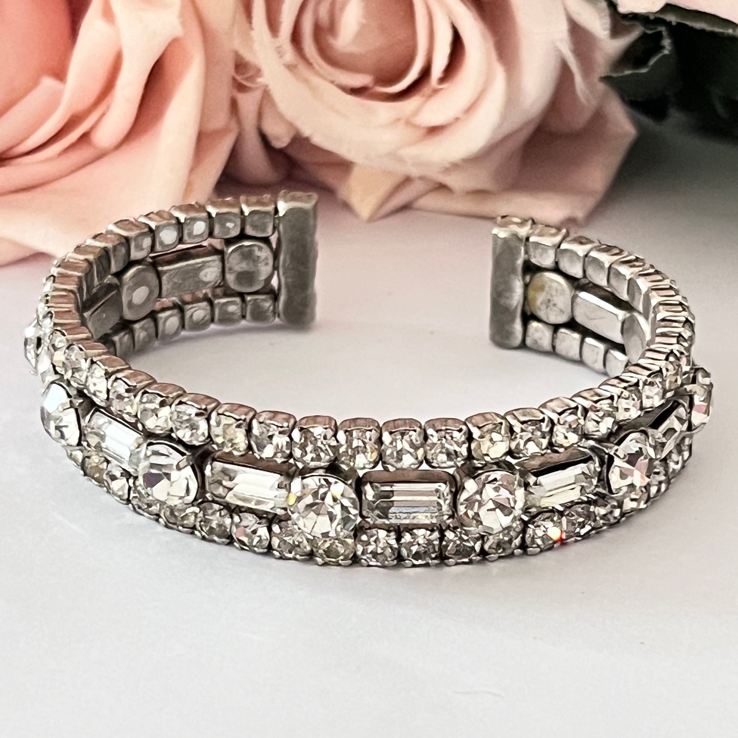 1950s Beautiful Diamanté Sparkly Cuff Bracelet