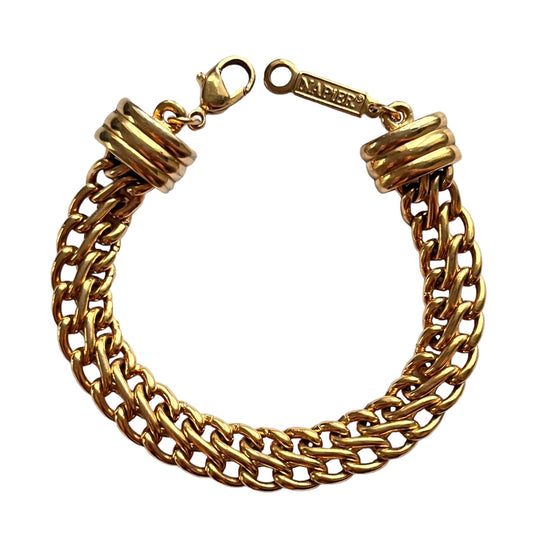 1980s Napier Gold Plated Chunky S Link Chain Bracelet