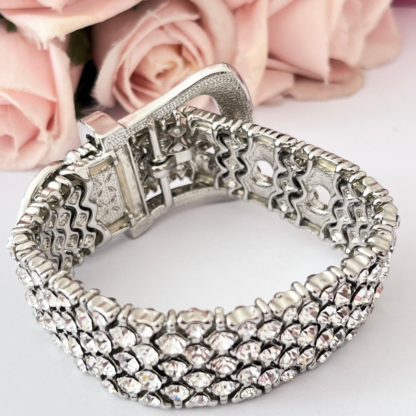 1950s Diamanté Sparkly Buckle Bracelet