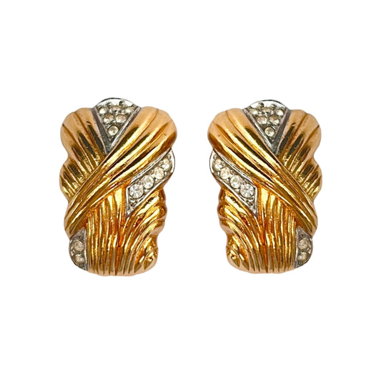 1980s Grossé Gold Plated Diamanté Clip On Earrings