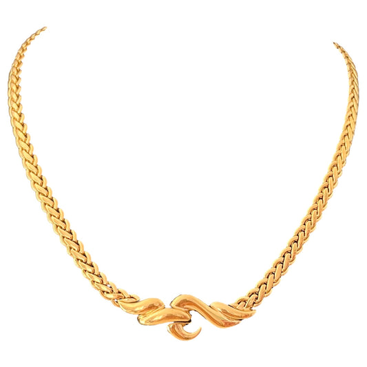 1980s Gold Plated Collar Chain Necklace