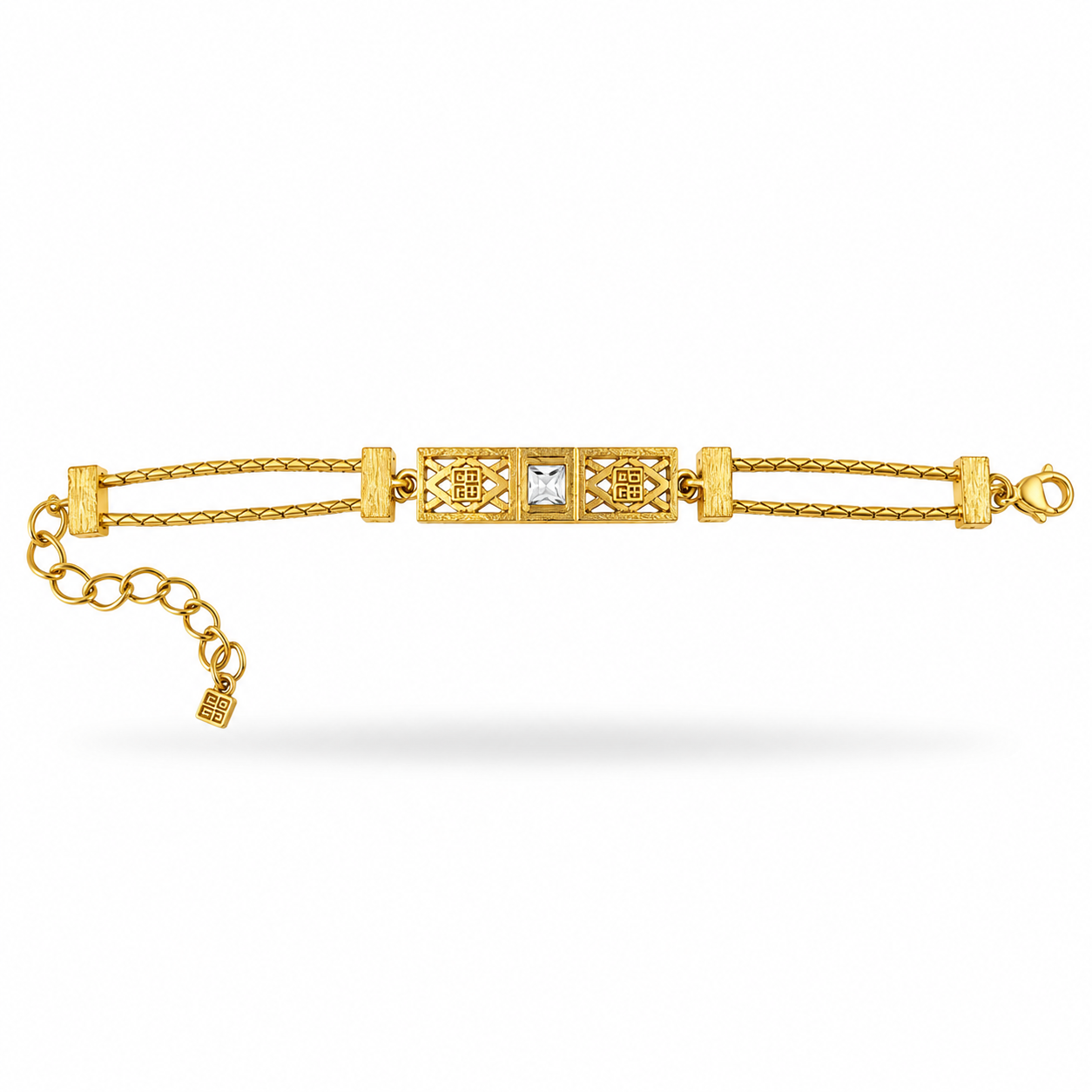 1980s Givenchy Gold Plated Diamanté Chain Bracelet
