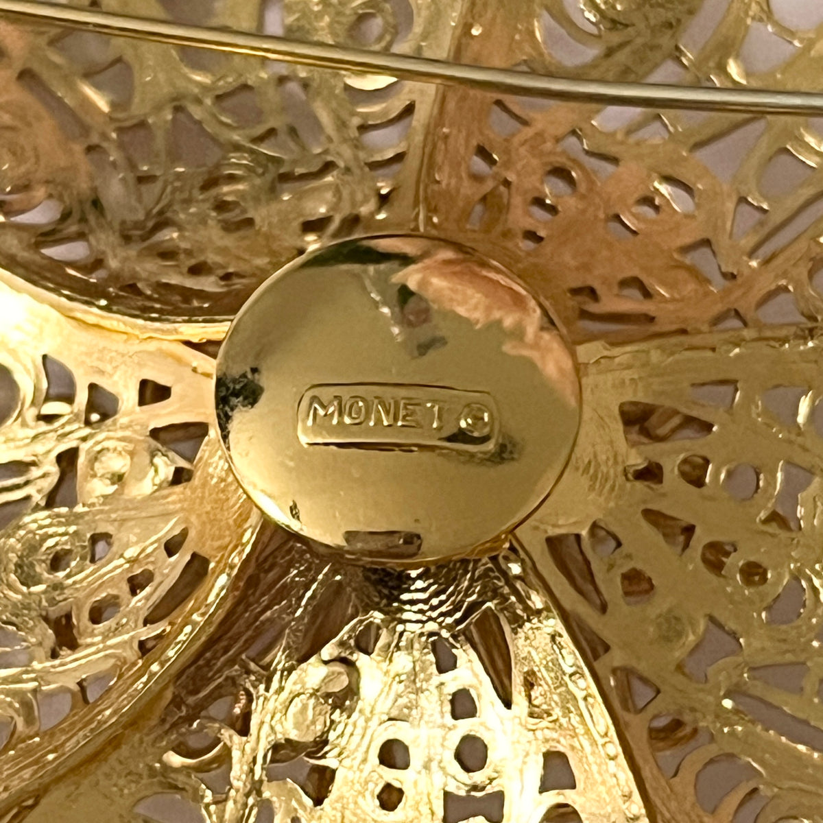 1980s Monet Flower Large Gold Plated Brooch