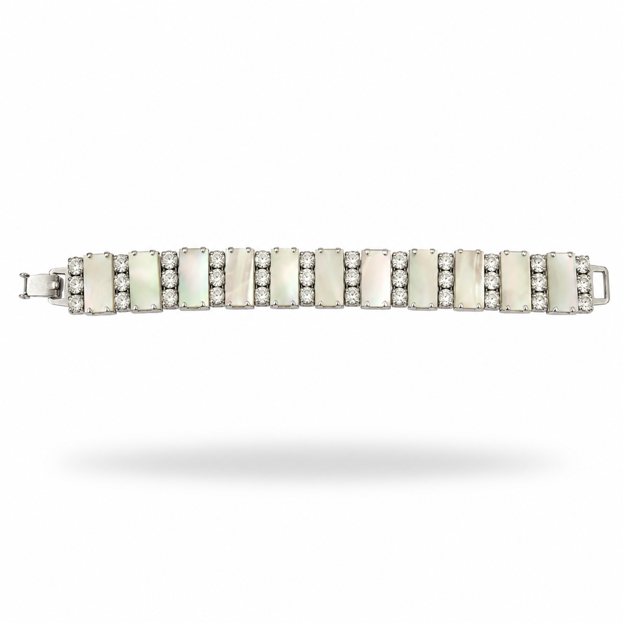 1940s Mother of Pearl and Diamanté Bracelet