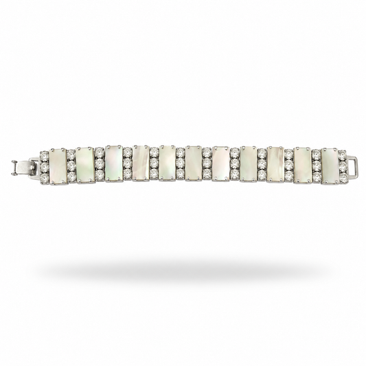 1940s Mother of Pearl and Diamanté Bracelet