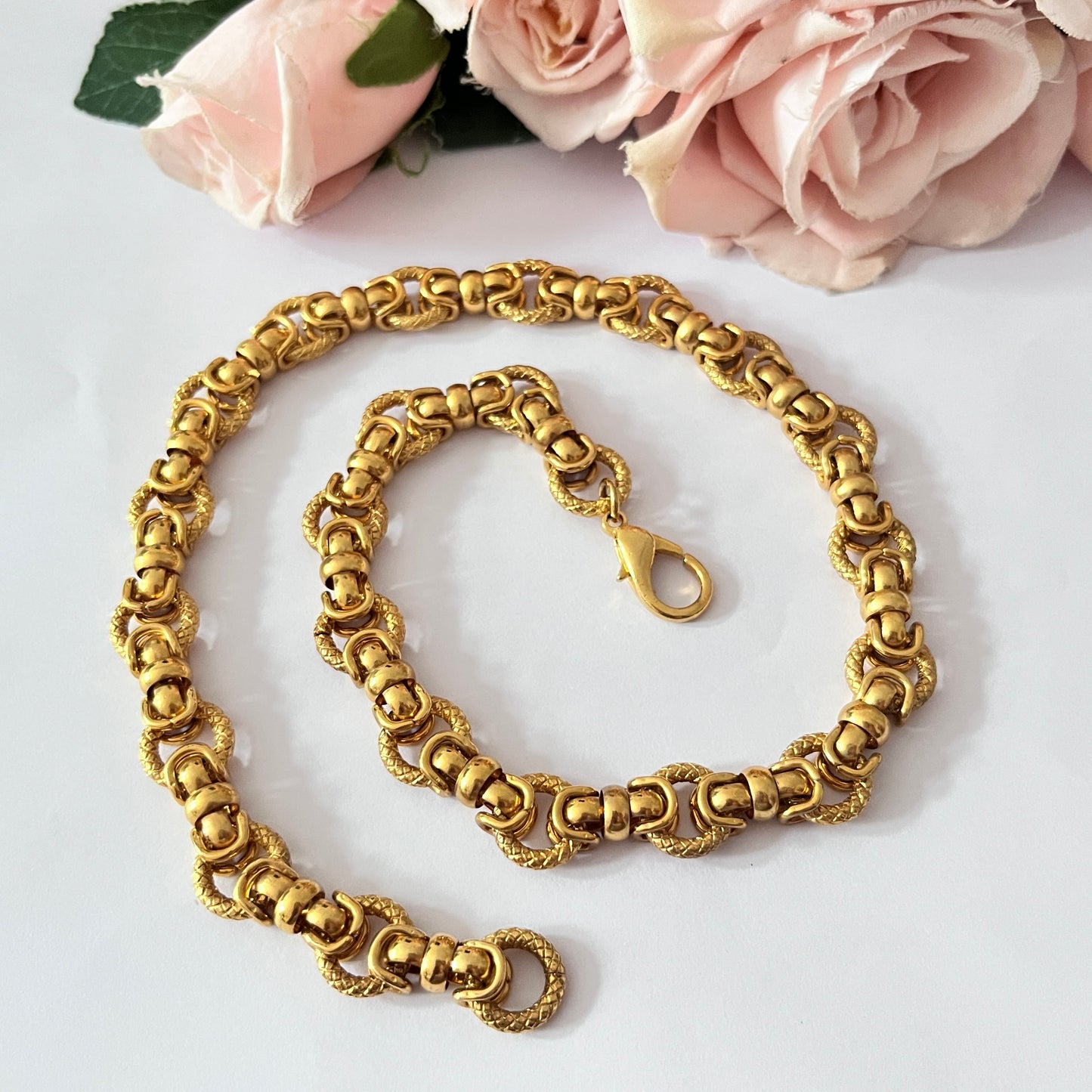 1980s Gold Plated Statement Chain Necklace