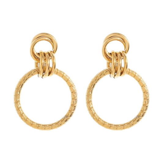 14k Gold Plated Door Knocker Statement Pierced Earrings