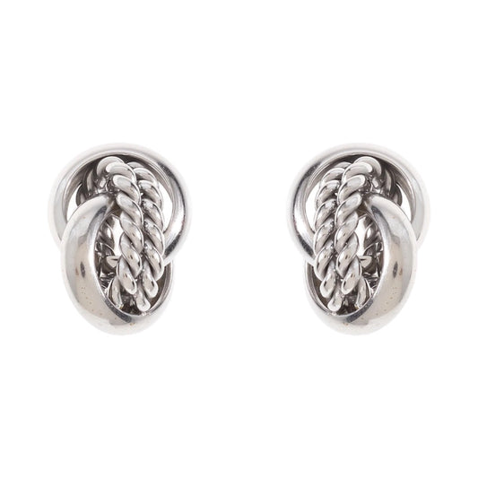 Silver Knot Statement Pierced Earrings