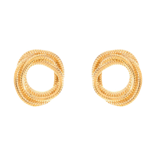 14k Gold Plated Circle Statement Pierced Earrings