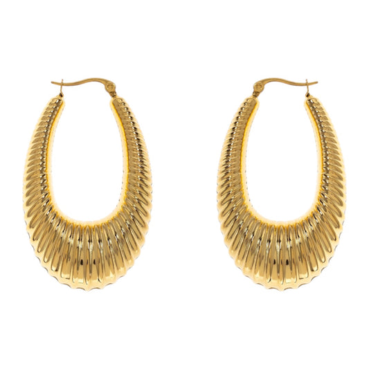 14k Gold Plated Large Statement Hoop Pierced Earrings