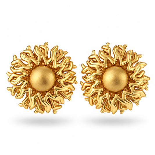 1980s Monet Brushed Gold Plated Flower Clip On Earrings