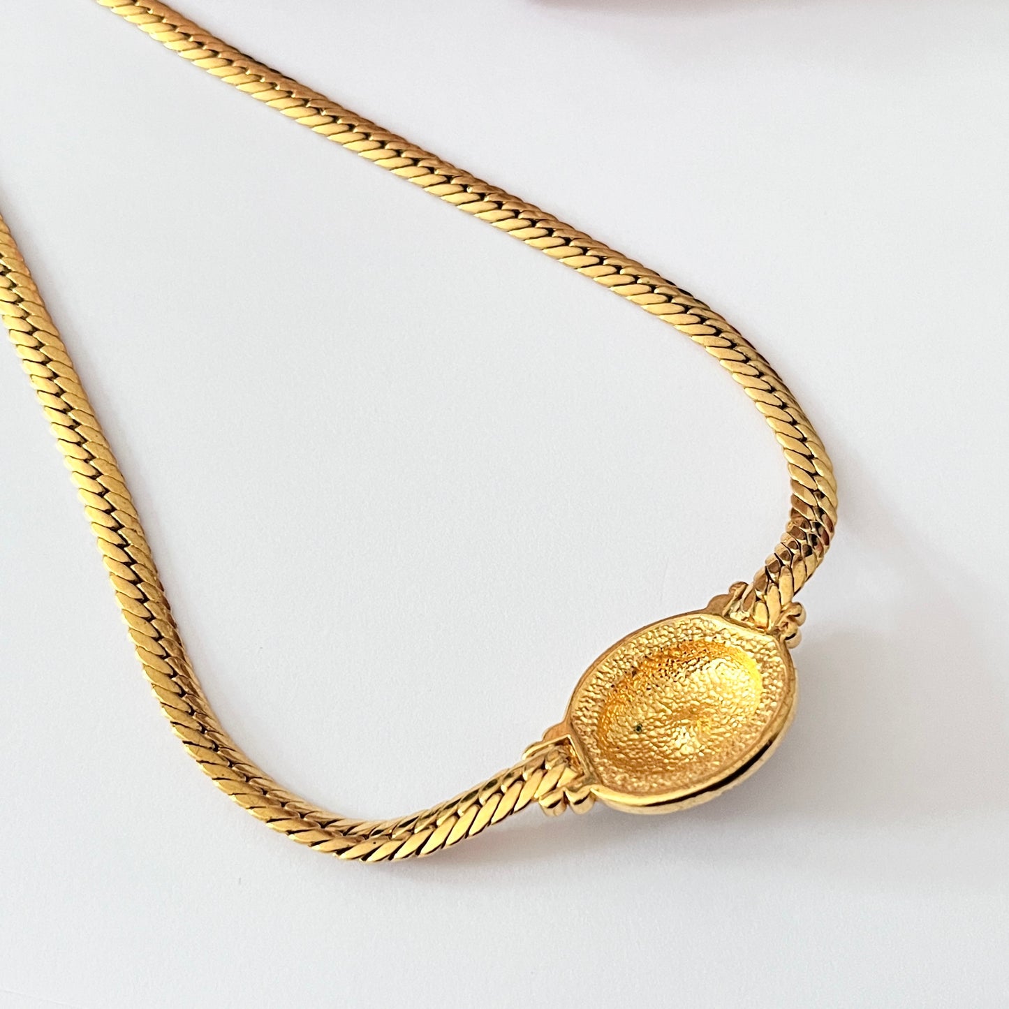 1970s Blue Enamel Pink Diamanté Gold Plated Collar Necklace