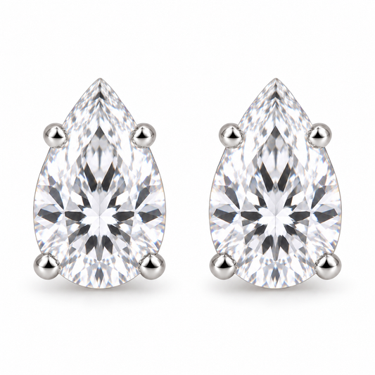 Sterling Silver 6x8mm Pear Cubic Zirconia Stud Earrings
