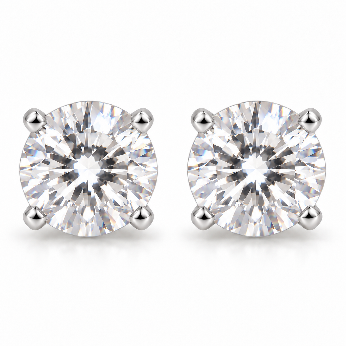Sterling Silver 10mm Round Cubic Zirconia Stud Earrings