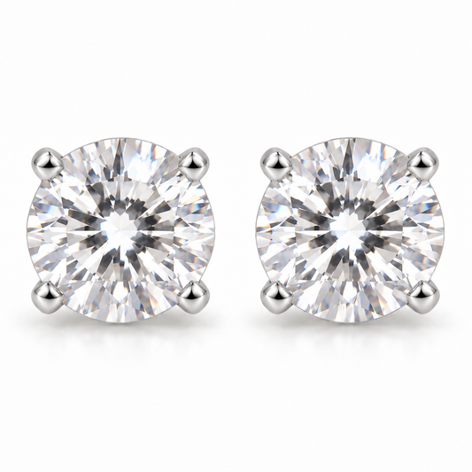 Sterling Silver 10mm Round Cubic Zirconia Stud Earrings