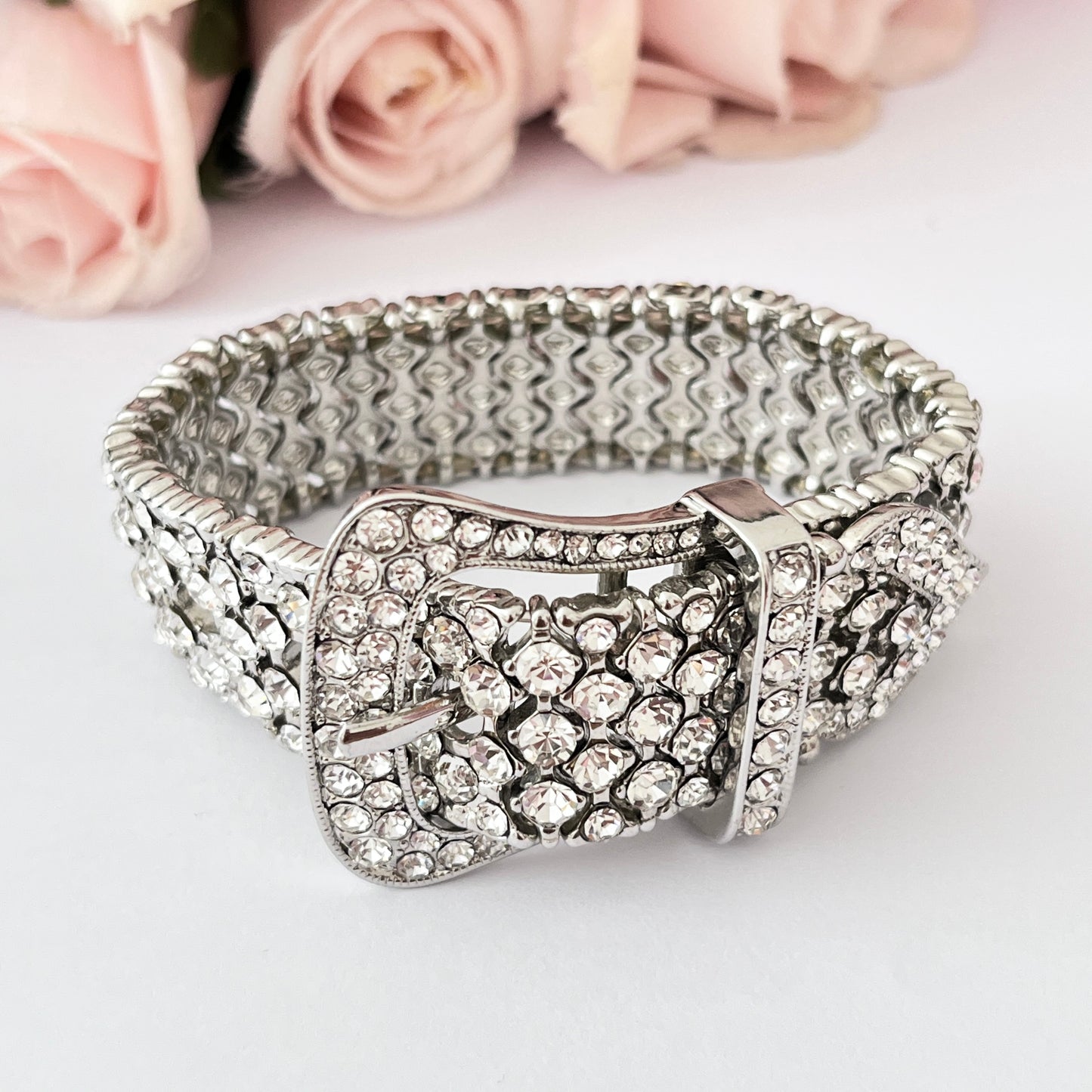 1950s Diamanté Sparkly Buckle Bracelet