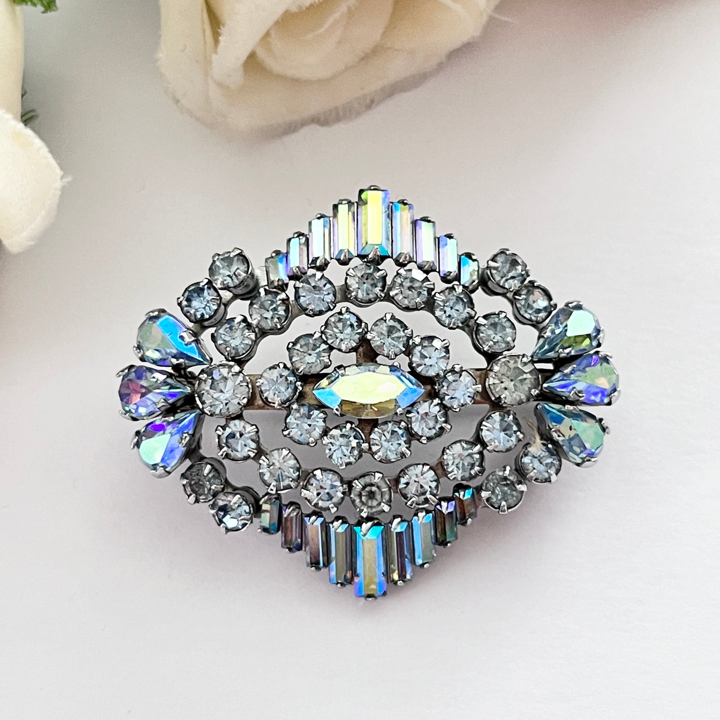 1950s Mermaid Blue Aurora Borealis Brooch