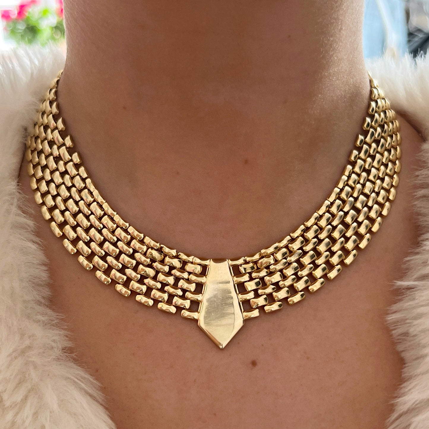 1980s Gold Plated Statement Collar Necklace