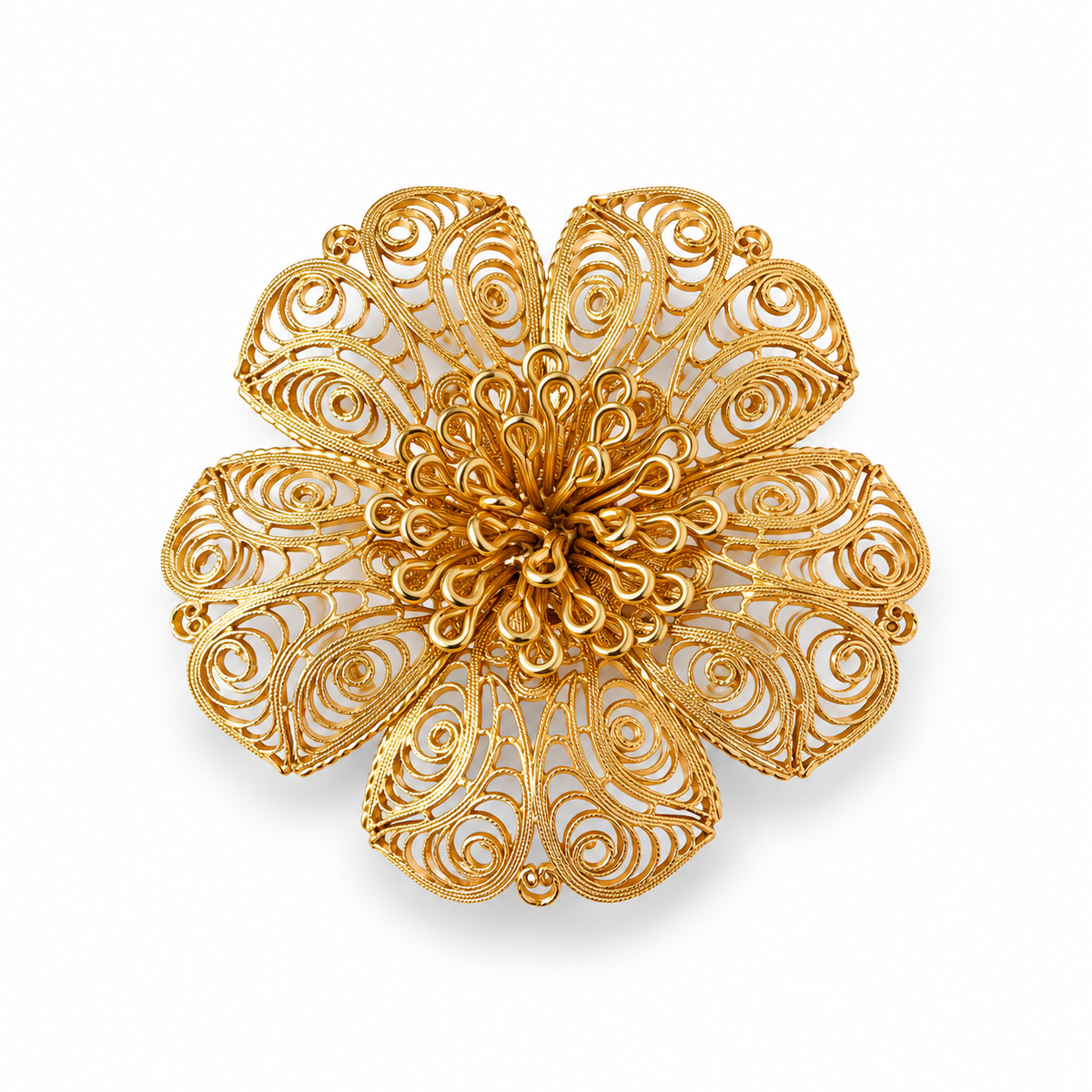1980s Monet Flower Large Gold Plated Brooch
