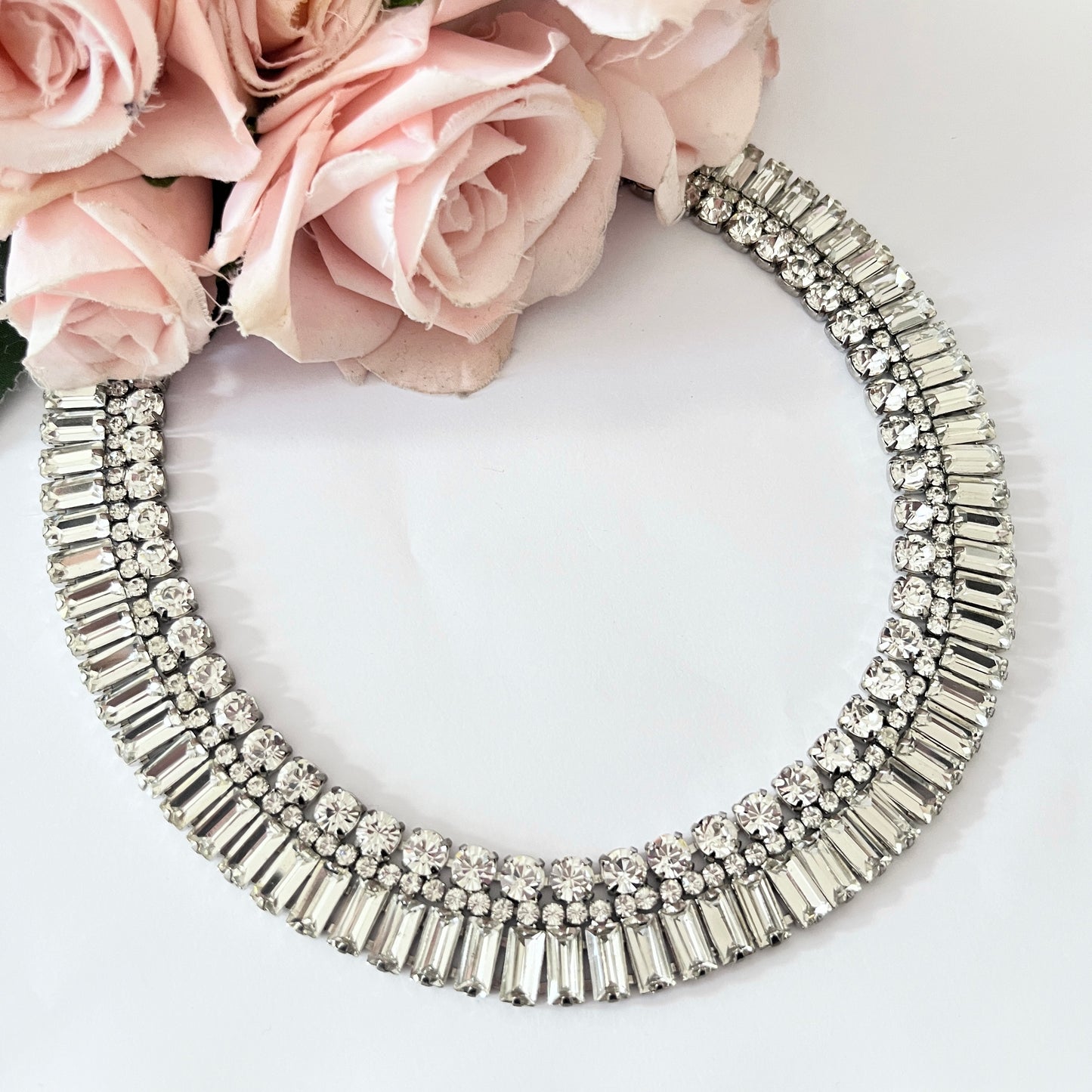 1950s Sparkly Diamanté Statement Collar Necklace