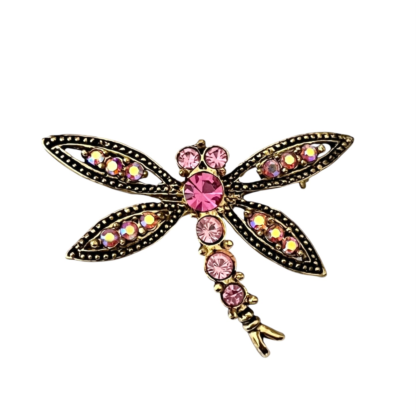 1950s Pink Aurora Borealis Sparkly Butterfly Brooch