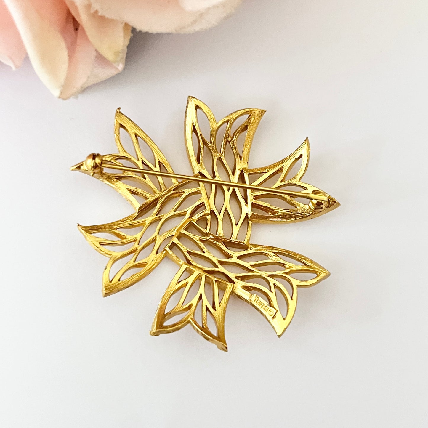 1980s Trifari Gold Plated Large Statement Ribbon Brooch